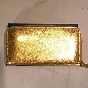 🔥 Kate Spade Gold Leather Zip Closure Wallet/Clutch.